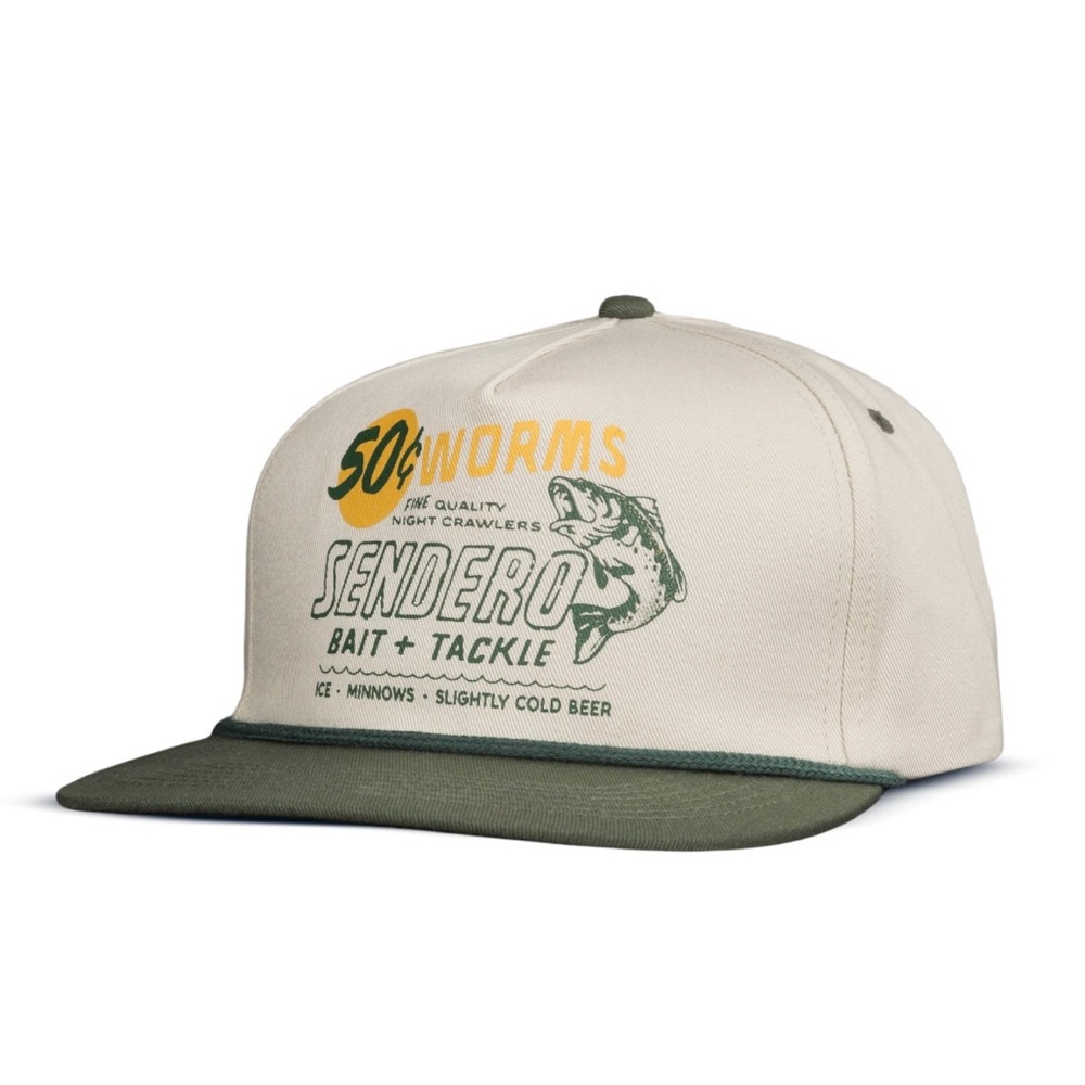 Bait & Tackle Cream and Green Hat